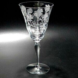 Morgantown Mayfair Wine Water Glass 7.5" etched glass made in USA floral